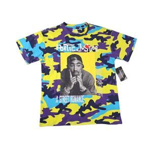 Chemistry Mens Large Poetic Justice Tupac Vibrant Camo Graphic Tee Short Sleeve